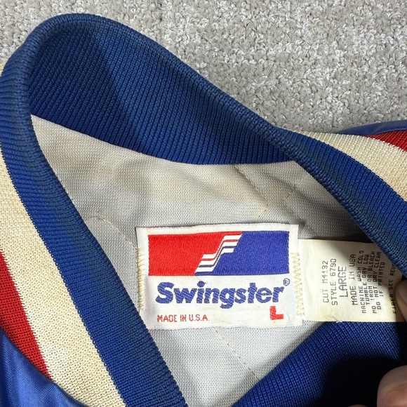 Vintage Swingster MLB Chicago Cubs Stitched Satin Button Down Jacket Sz L - Picture 2 of 7